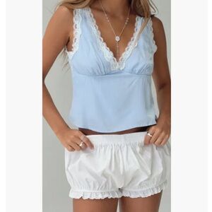 Princess Polly Powder Blue Satin Lace-Trim Cami NWT